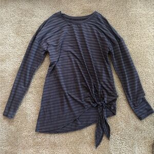 lululemon athletica Black and Gray Striped Long Sleeve Top